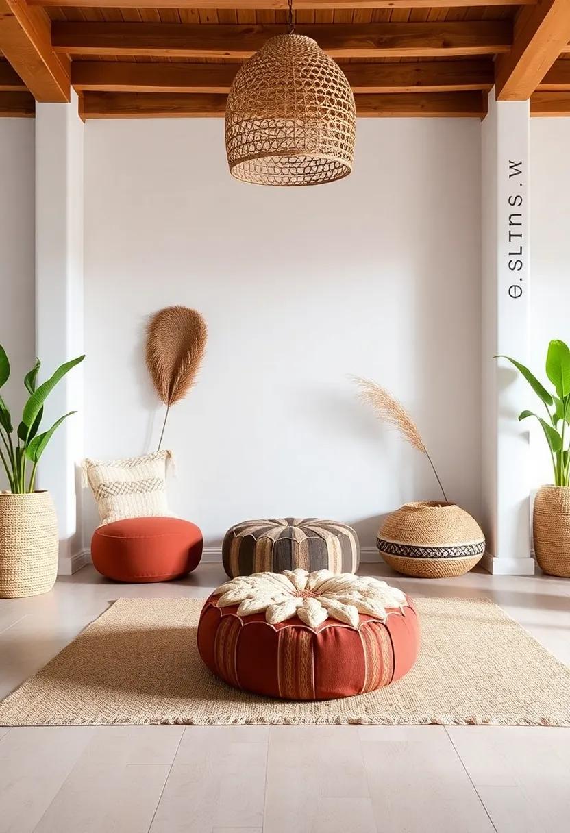 Foster Minimalism: In minimalist settings, a single striking pouf can ​act as a bold statement piece without overwhelming the space