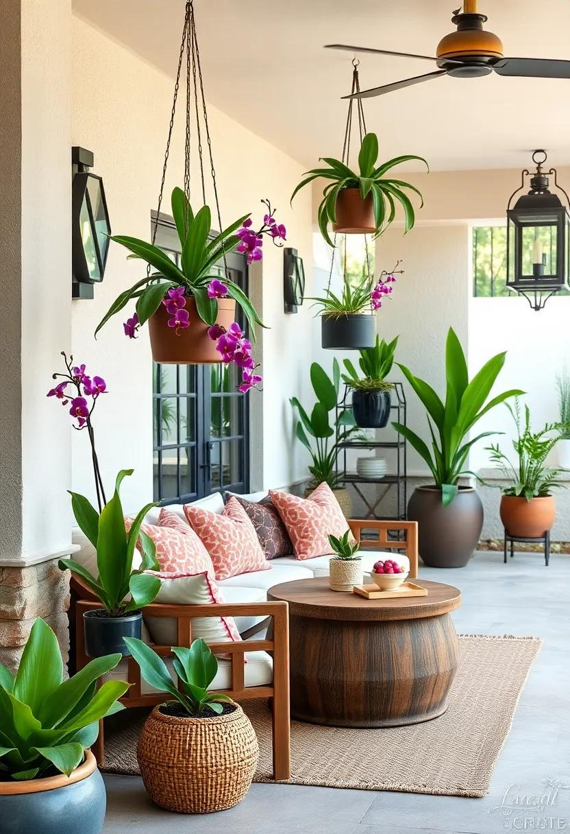Hanging‍ Planters with Colorful ⁤Orchids ⁤and Air Plants for Vertical Interest