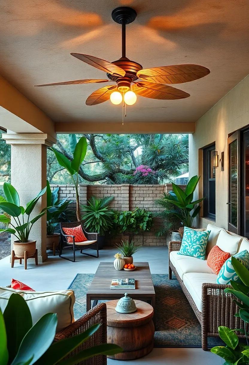 Large Outdoor ⁣Ceiling Fan with Leaf-Shaped Blades to Keep Cool in Style