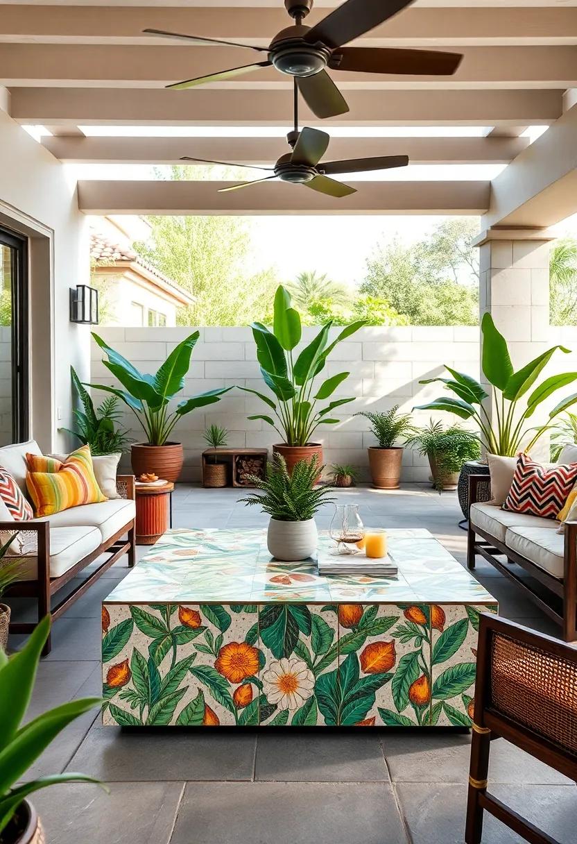 Mosaic Tile ‌Coffee Table ⁣Inspired by Tropical Patterns for a Unique Focal Point