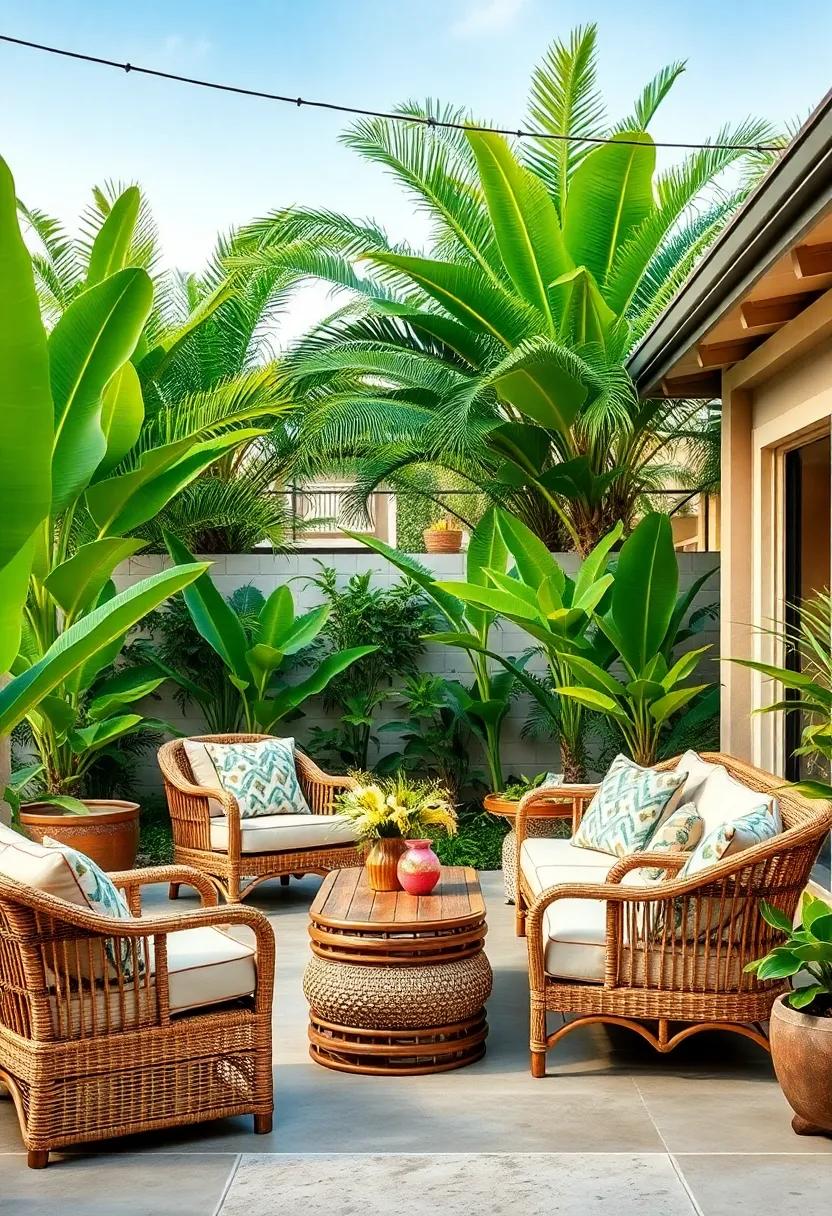 Rattan Furniture Set with Soft Cushions for ⁤Casual Island Comfort