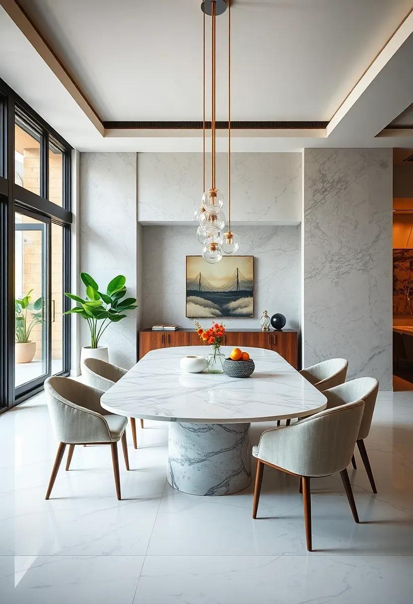 Marble dining table tops as the centerpiece of your ​room