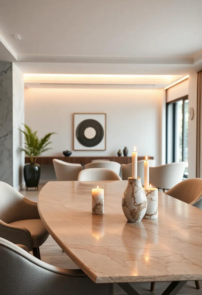 Using marble candle holders to create a sophisticated ambiance