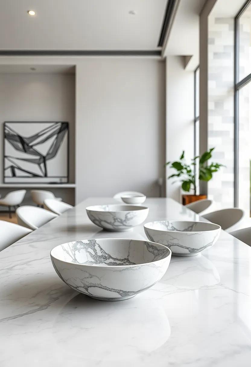 Marble serving bowls as functional yet decorative pieces