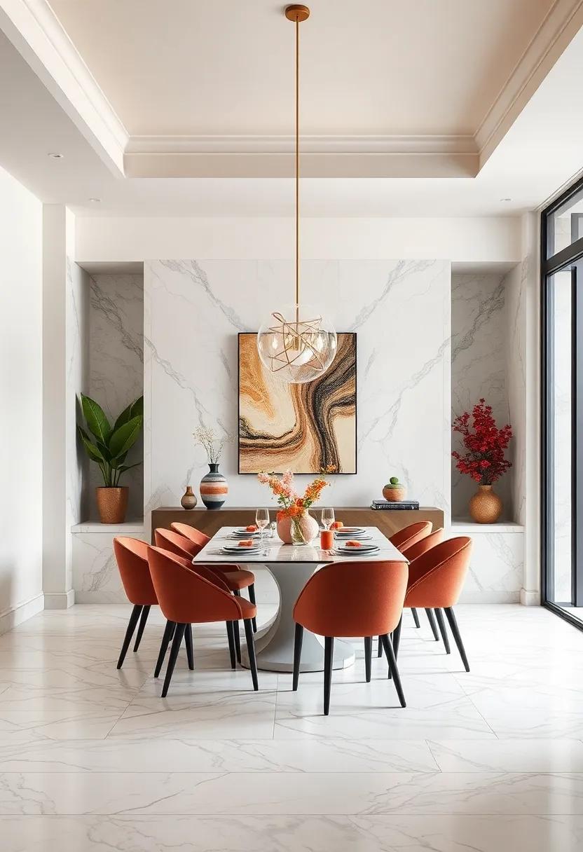 Incorporating marble tiles ⁣in ⁢dining room nooks ‌or alcoves