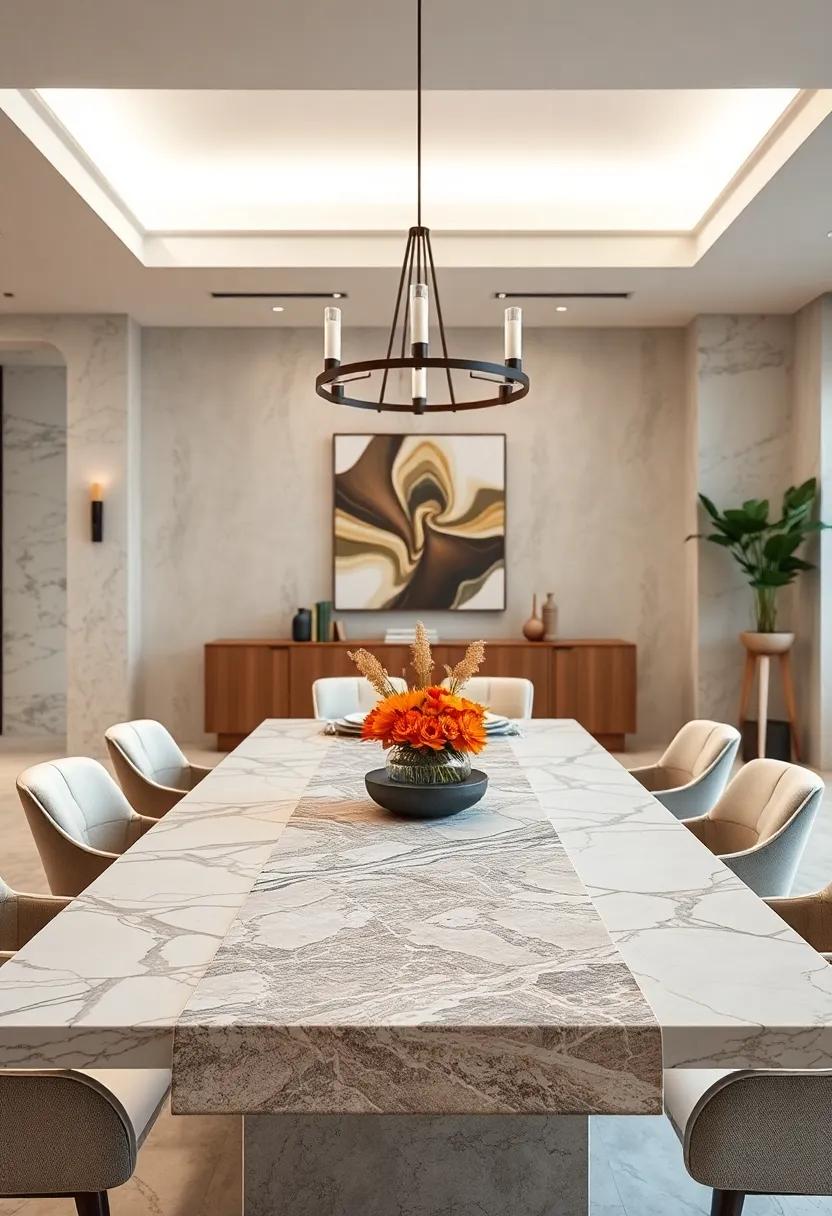 Marble table runners combining texture⁣ and refinement