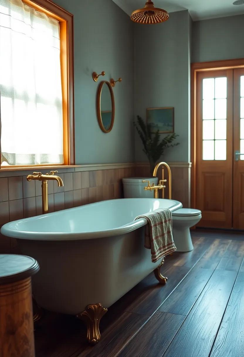 Antique Brass Fixtures Enhancing the Warmth and Charm of a Timeless ‌Vintage Bathroom Setting