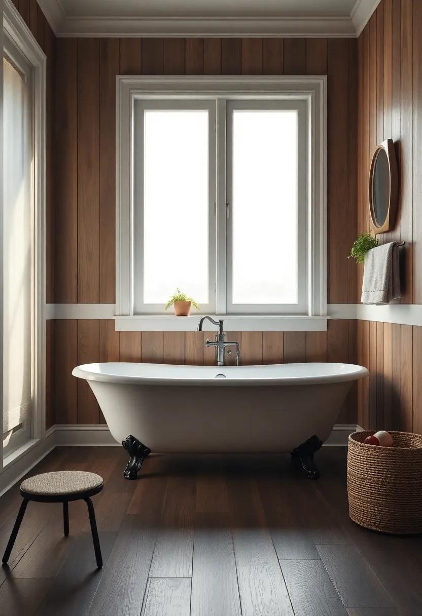 Soft Natural Light Streaming through Frosted Windows Illuminates a‍ Freestanding ‌Clawfoot Bathtub