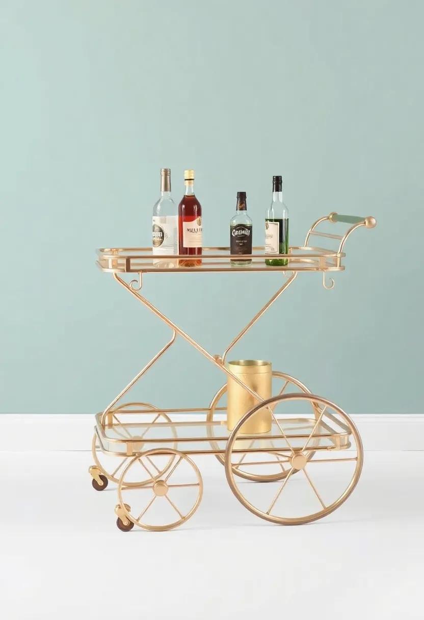 Charming ⁤Folding⁤ Bar Cart: Practical and space-saving, this cart folds up for easy storage⁤ while still offering vintage⁤ charm