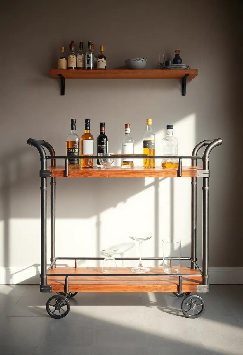 Industrial Vintage Vibes: Pipes and​ wood blend seamlessly in this⁢ cart, making it a must-have​ for ⁢loft-style or urban homes
