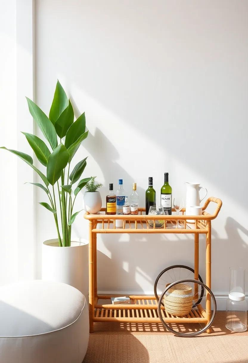 Minimalist Bamboo Beauty: Eco-friendly and​ chic, this bamboo bar⁢ cart looks ⁢great indoors or on the patio