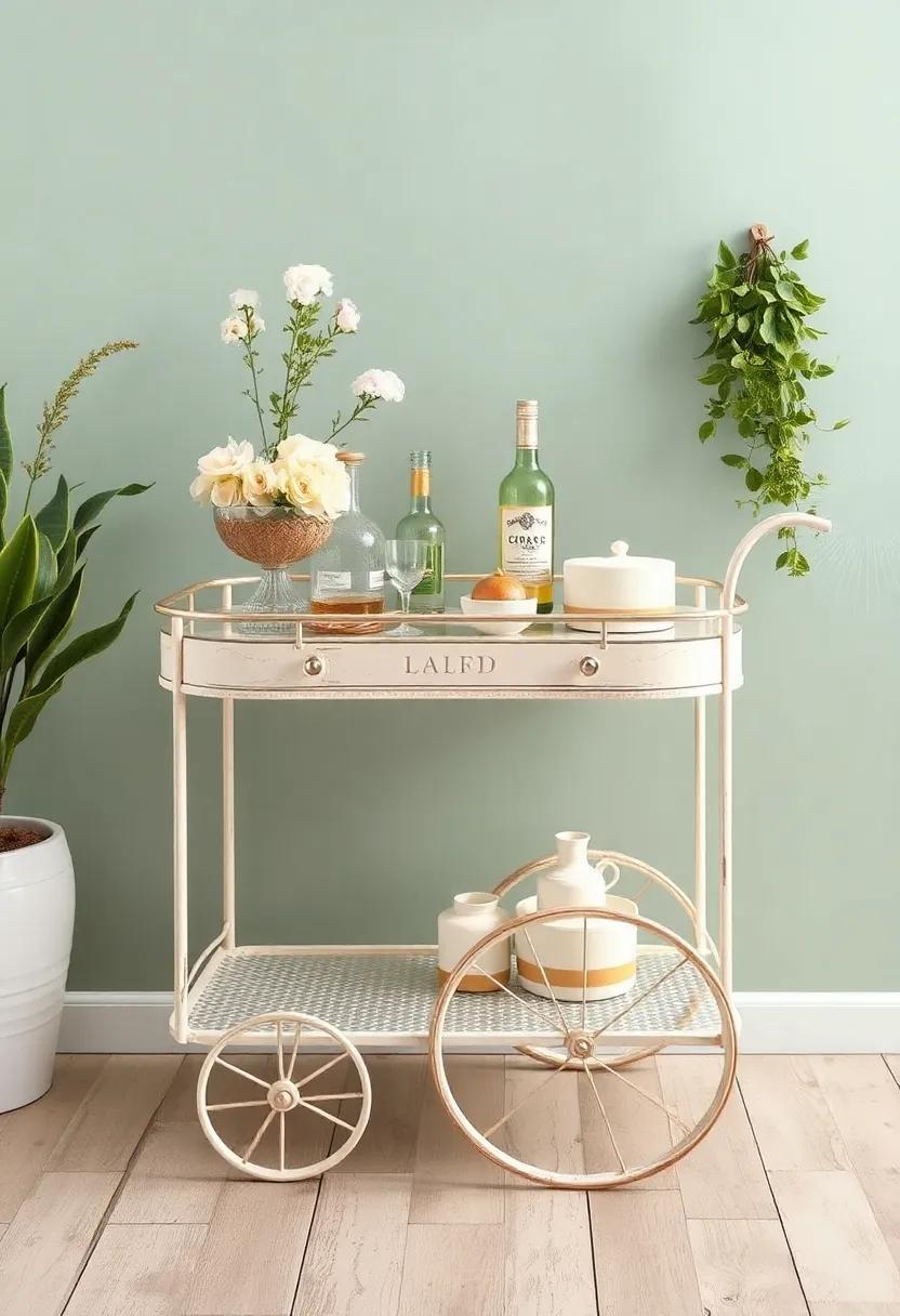 Shabby Chic Elegance: Distressed finishes and pastel hues make this bar cart perfect ‍for a​ whimsical ‌garden party