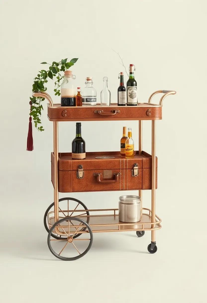 Vintage Suitcase Style: Combining‌ travel ⁢nostalgia with practicality, ⁣this ‍cart features an old ​suitcase​ façade and easy ‍mobility