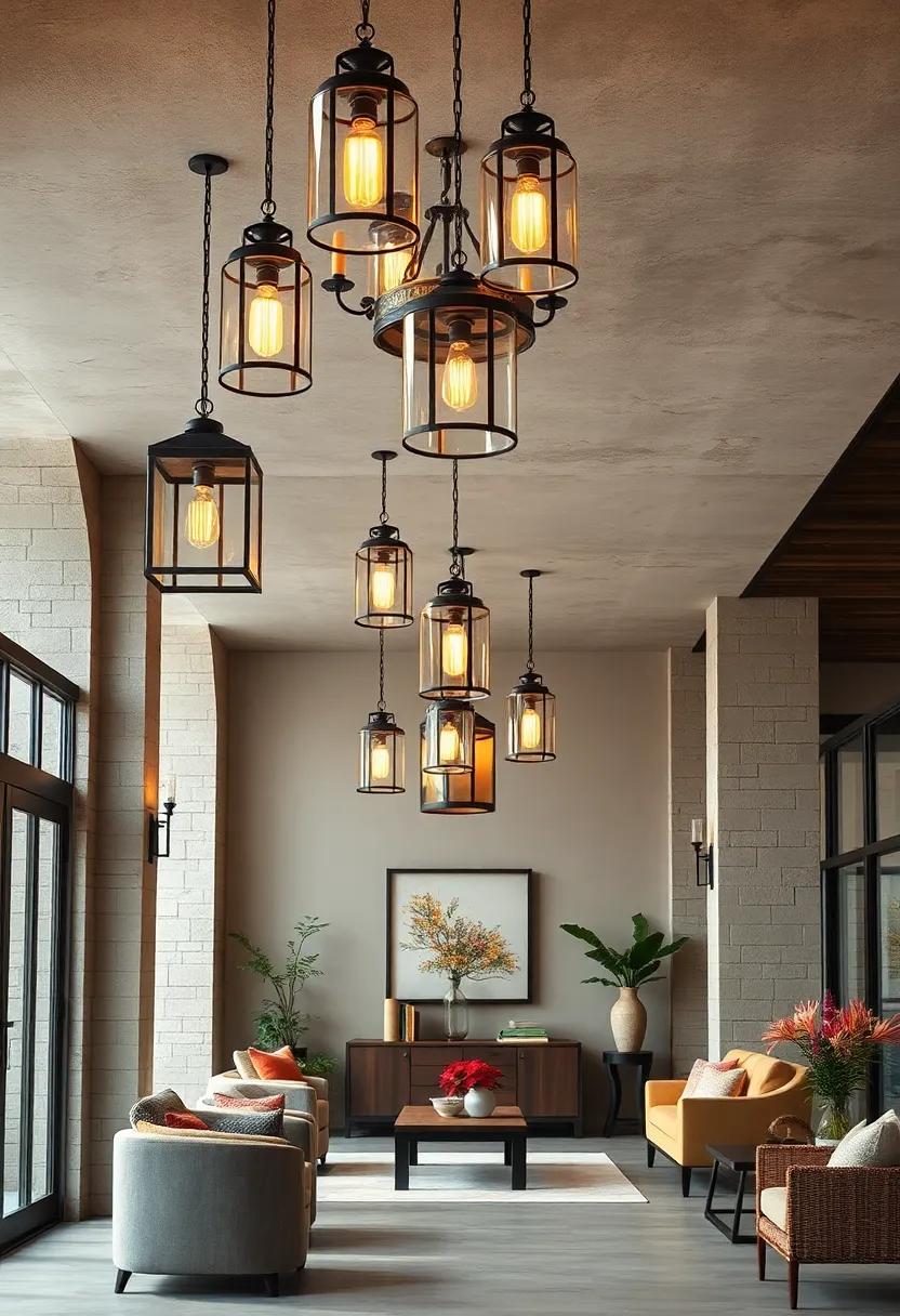 Classic Lantern Clusters Suspended in Entryways to Welcome Guests with Warm Nostalgia