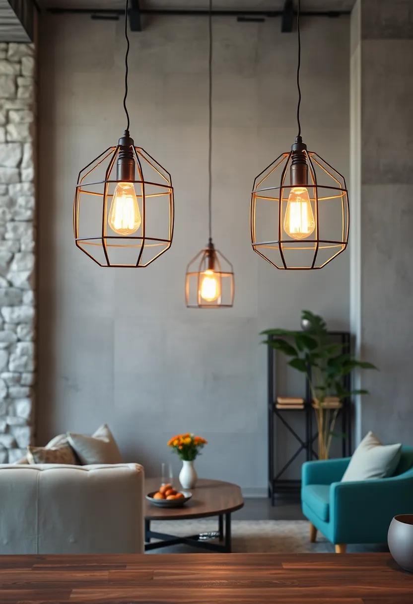 Geometric Metal Frames Surrounding Soft Filament Lights for Mid-Century Vintage Flair