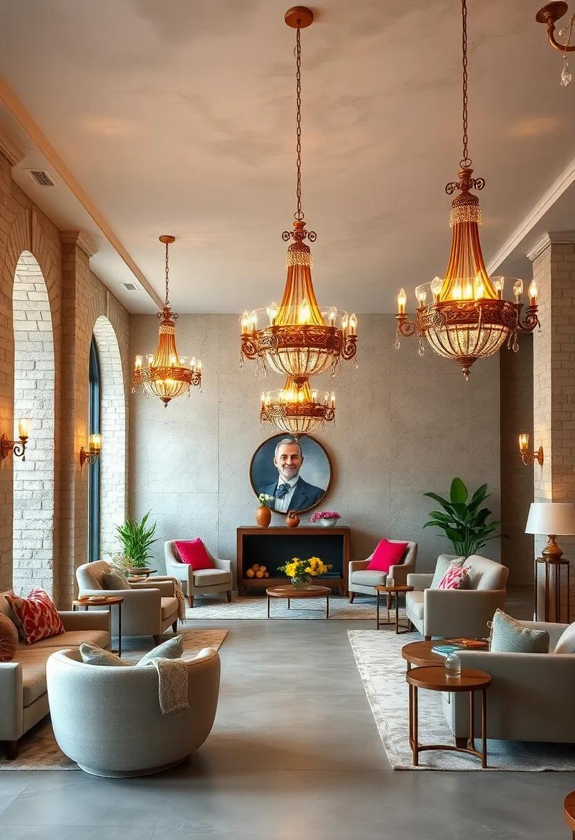 Ornate Brass Chandeliers Reflecting Antique Elegance and sophisticated Vintage charm