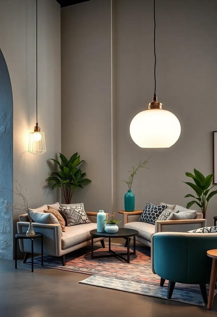 Subtle Grey and Mint Green Porcelain Lamps Infused with Mid-Century Vintage Spirit