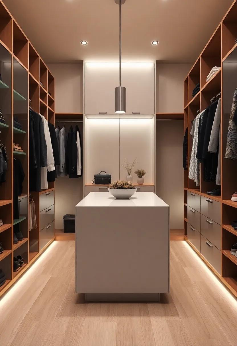 Chic Lighting‌ Solutions: Install LED strip lighting under the central island ⁤to illuminate your accessories​ and provide a⁢ stylish ‍touch⁣ to your organizational scheme
