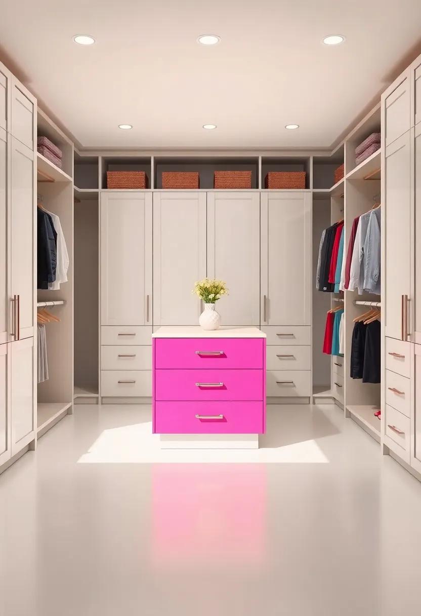 Color Pop: Use vibrant accent colors on‌ the island‌ to⁣ create a fun focal point amidst ​neutral cabinetry, making⁤ your wardrobe not only organized but also cheerful