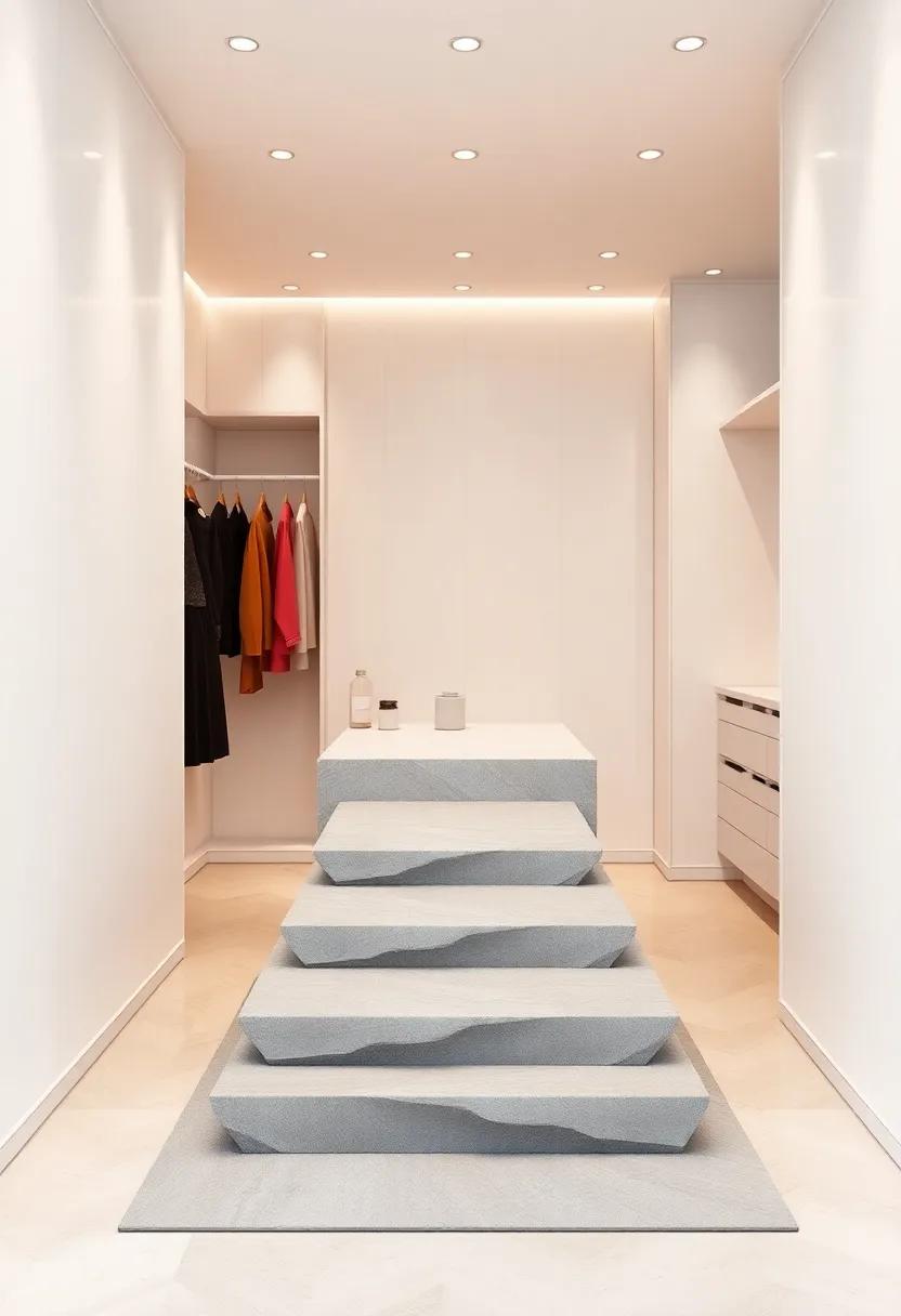 Fashion Runway: Design your walk-in ​wardrobe island to mimic‌ a fashion runway with dimensional textures or tiered surfaces ⁤for showcasing outfits