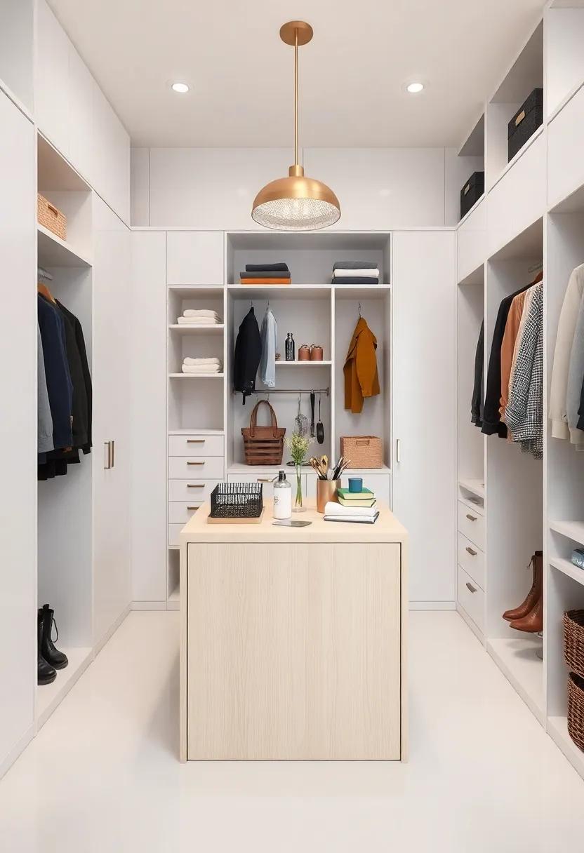 Personal‍ Workshop: ‍design⁣ a central island that doubles as a creative space, featuring ⁢tools⁤ and supplies for DIY projects while ‌keeping the wardrobe​ organized