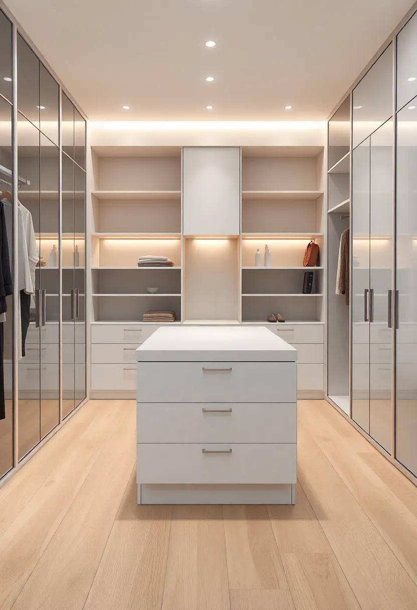 Sleek Simplicity: A flat-surface central island with discreet storage drawers ⁢promotes a clean look, perfect ​for those who prefer a clutter-free environment