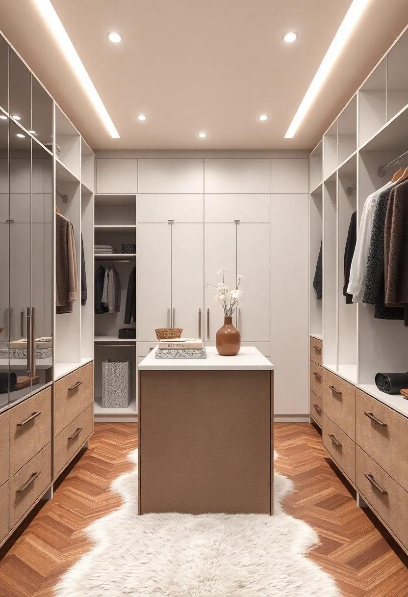 Textured Elegance: Integrate various textures, such as upholstered drawer fronts ‌or a faux fur runner on the island, to⁢ enhance the tactile experience of your wardrobe