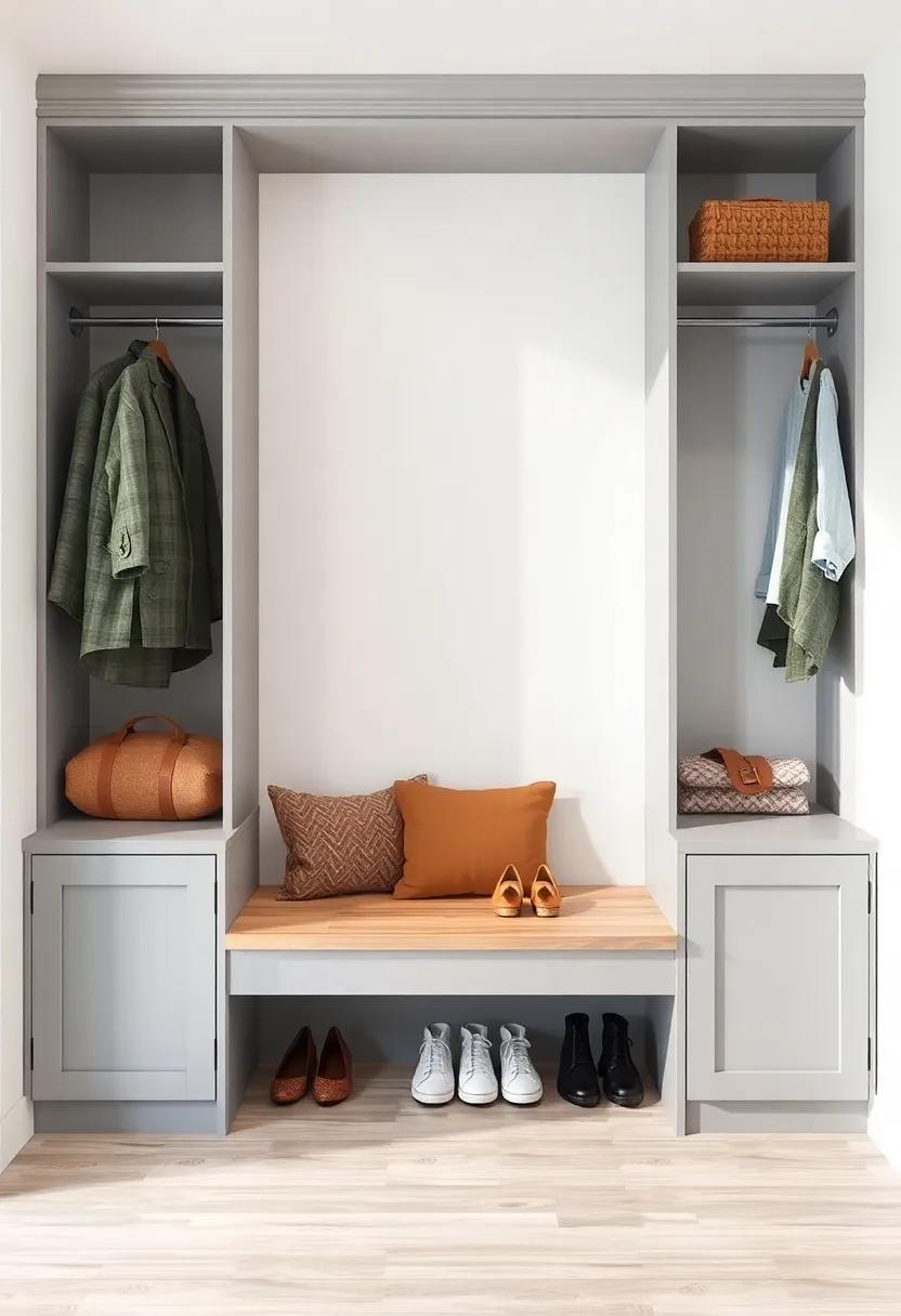 Built-In Benches with Storage: create a cozy nook by integrating a built-in ⁤bench with⁣ storage ⁢underneath, offering a perfect spot ⁢to​ sit and put⁢ on your‌ shoes while keeping clutter at bay