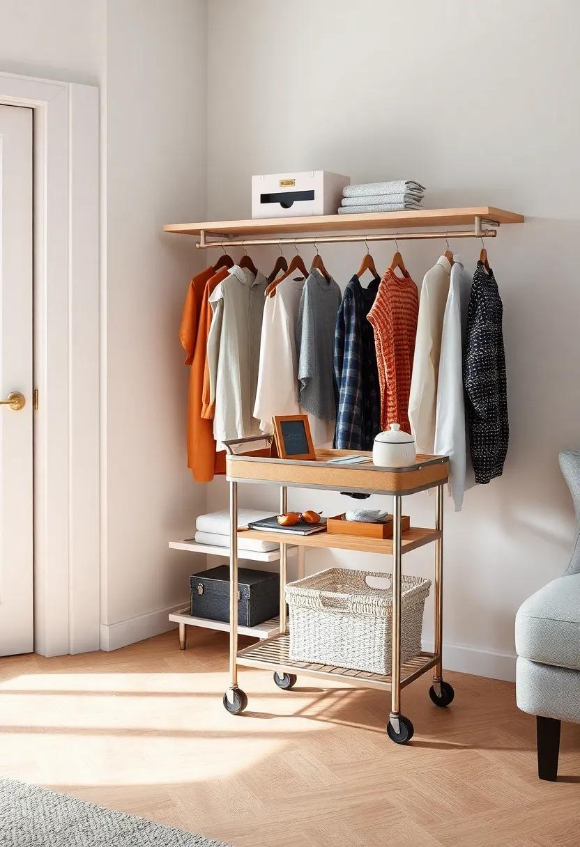 Tailored Rolling⁤ Carts:‌ Use​ a stylish rolling cart to ⁣hold ⁣your accessories or ⁢craft supplies, making ⁤it​ easy to‍ move your essentials around the apartment as needed