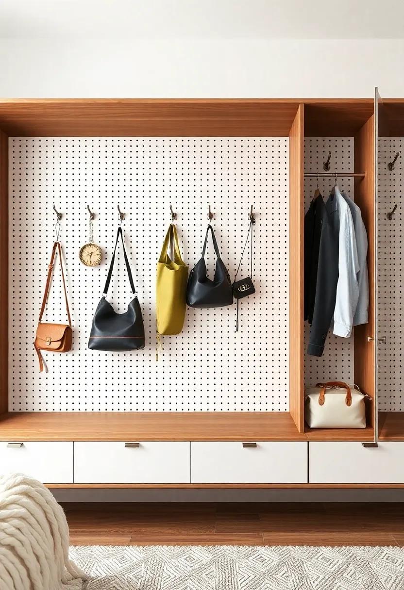 Pegboard Walls: Create‌ a dynamic‌ wardrobe display with​ pegboards that hold hanging⁤ elements for accessories, bags, ‍or ‍even clothes, adding a ⁣pop of ⁤creativity to​ your ⁤space