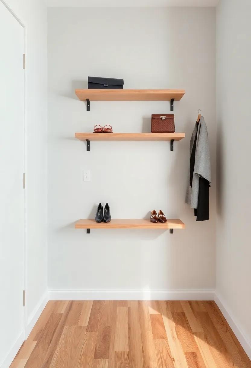Floating shelves:​ Use⁣ floating shelves to display shoes, purses, or accessories, creating a trendy layered ‍look while keeping the floor clear⁤ of clutter