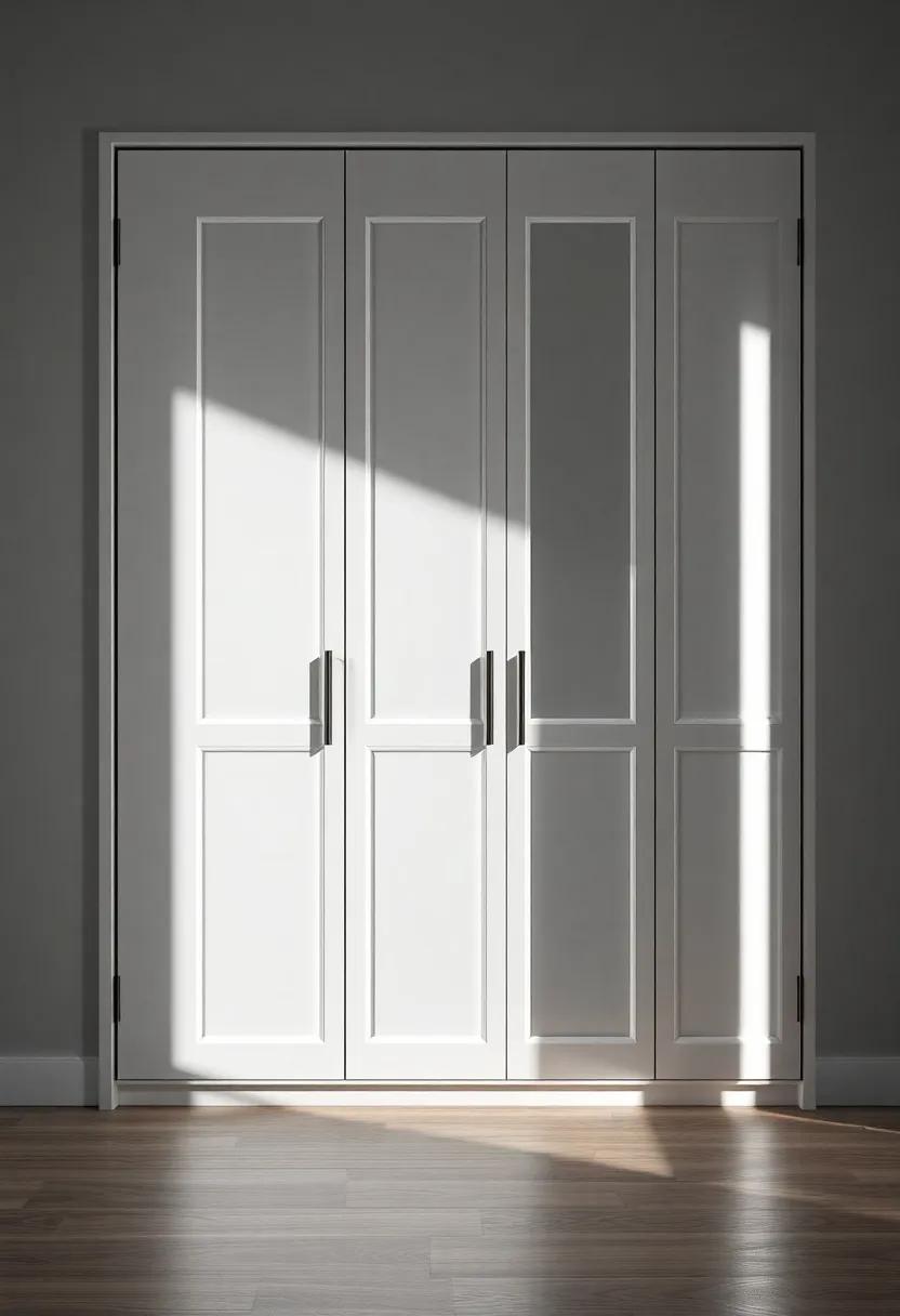 High-Contrast Wardrobes with Seamless ⁤Doors and Hidden Handles Accentuated⁣ by strategic Lighting