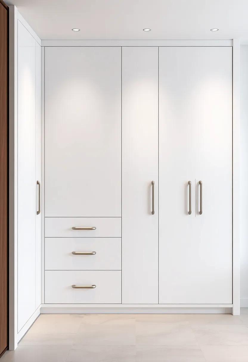 Curved ‌Seamless ⁣Doors⁢ with⁤ Integrated Handles ​Creating a ‌Flowing⁤ Silhouette in a Modern‌ Dressing Room