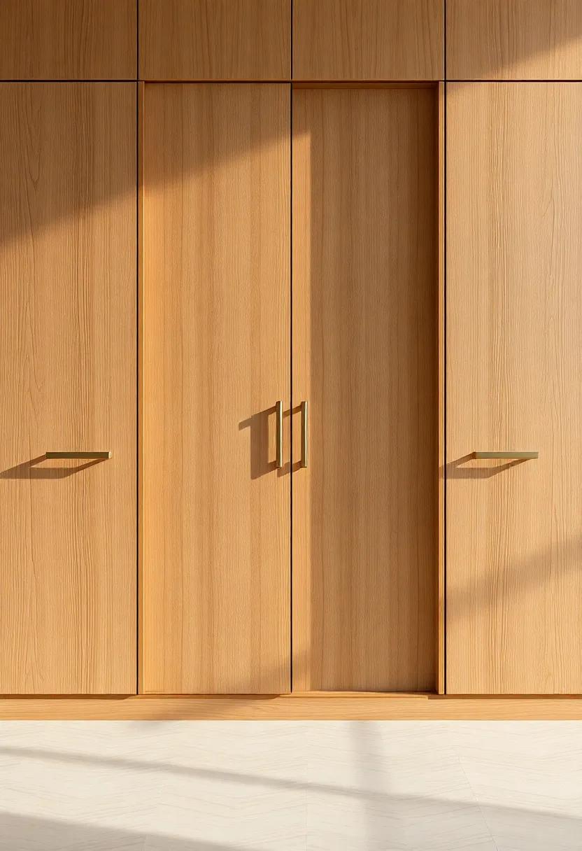 Textured Paint Effect on ⁢Seamless Wardrobe ​Doors Complemented by​ Invisibly Embedded ‌Handle Strips