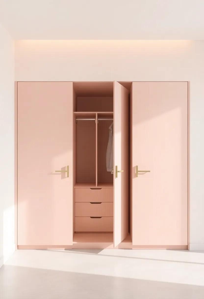 Soft Pastel Interiors‌ Featuring Wardrobes with Seamless Doors and ‍subtle Hidden Handles for a Gentle ​Look