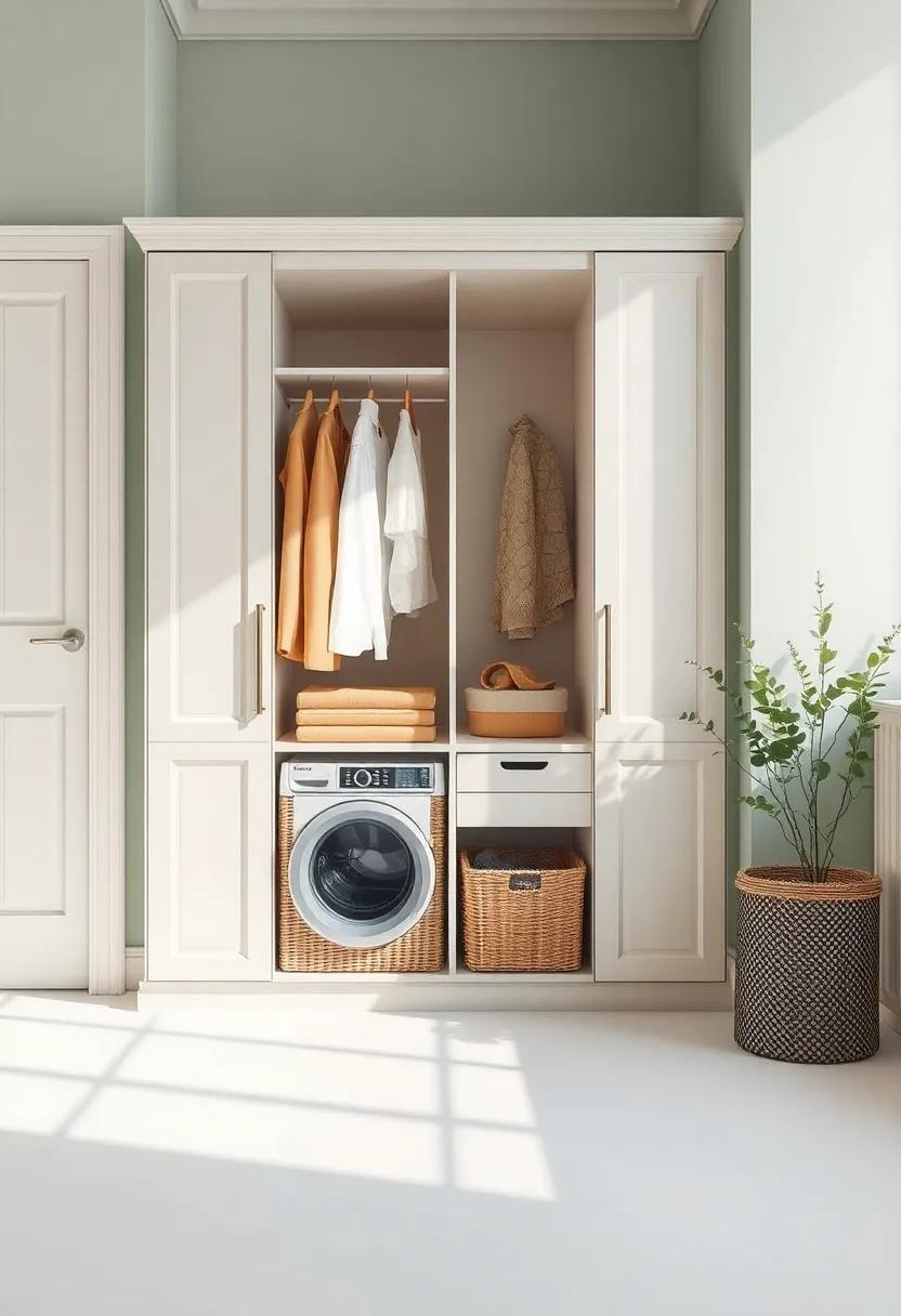 Luxe upcycle: this ​wardrobe embraces sustainable fashion⁢ trends with a ‍chic ‍built-in laundry basket made from ​upcycled ⁤materials, proving that‌ style ⁢and responsibility can coexist beautifully