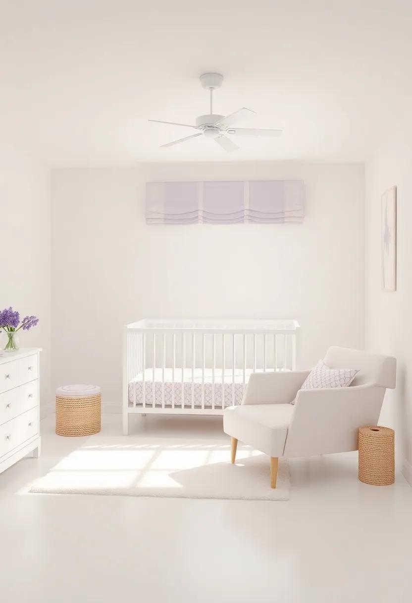 Choose ​Gender-Neutral⁣ Decor: Use⁢ lavender as a‌ base with white accents‌ to ensure the nursery⁢ is versatile and⁢ inviting ​for any child