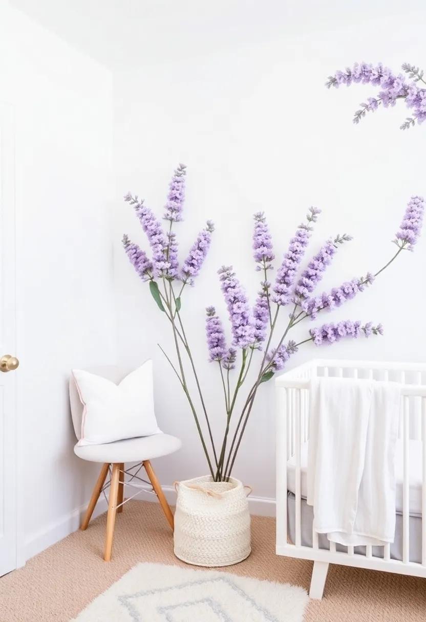 Create⁣ a‍ Statement ‌Wall: ⁣Use ⁣lavender ⁢wallpaper ⁤with subtle patterns⁣ or a‌ mural to add an artistic focal‌ point to the nursery
