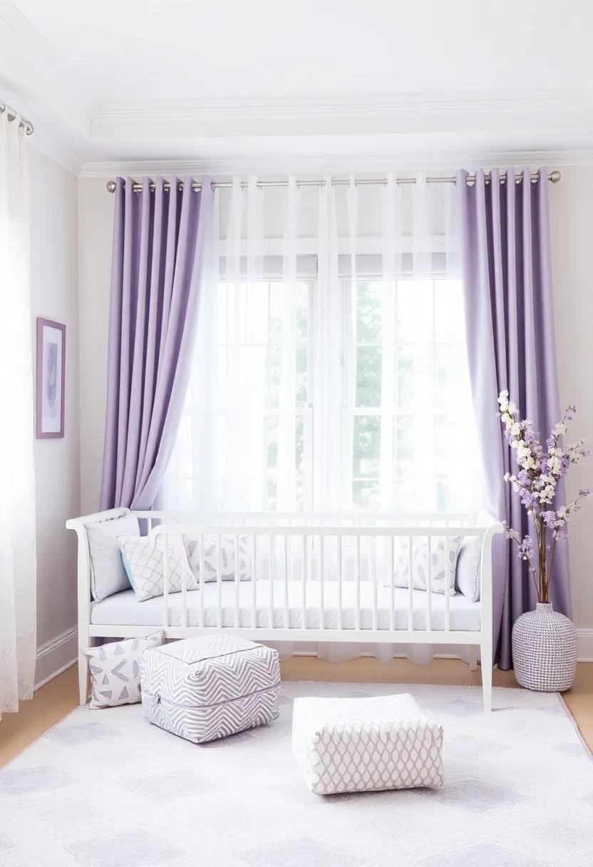 Play with⁢ patterns: Mix and⁢ match⁢ patterned rugs,‌ curtains, and cushions ⁤that ⁢combine⁤ white and ‌lavender motifs ‌for an eclectic ⁢look