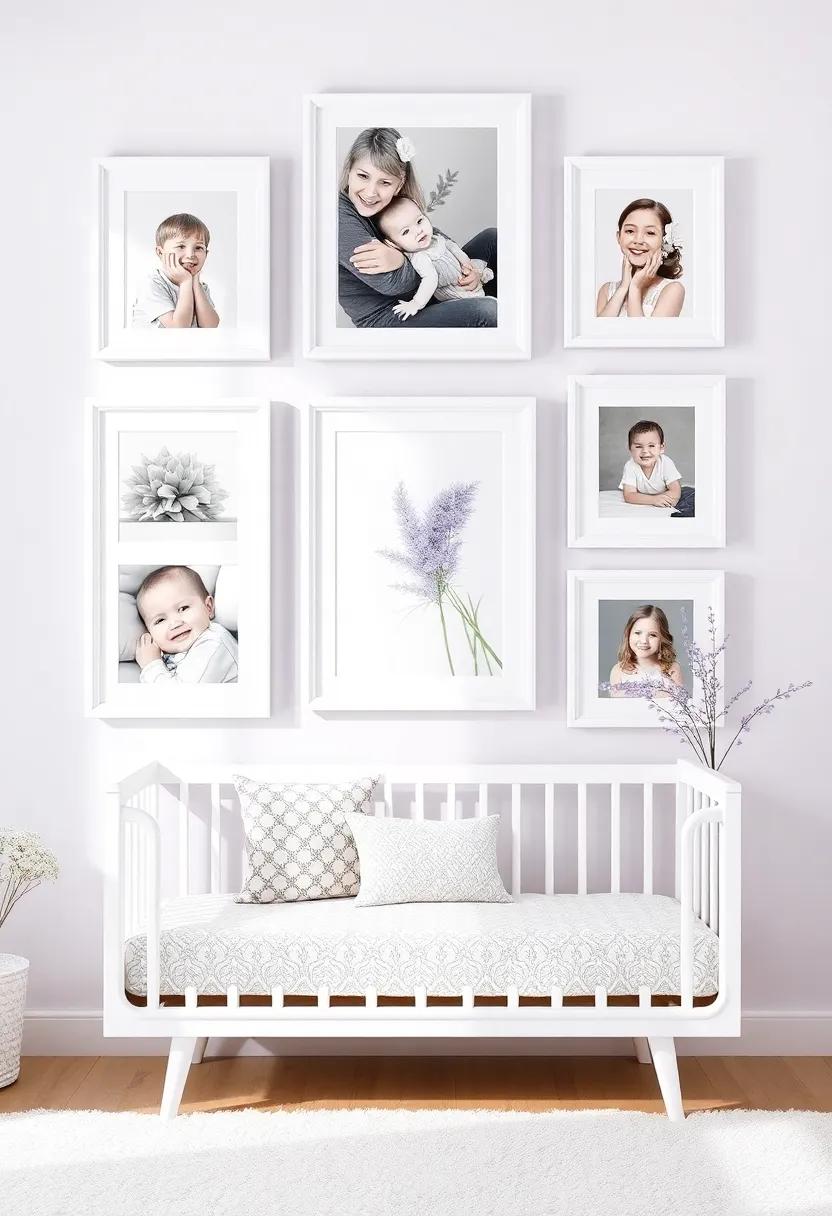 Use Picture Frames to Create ‌a ⁤gallery: Create a gallery wall with white frames showcasing precious moments and loved ones
