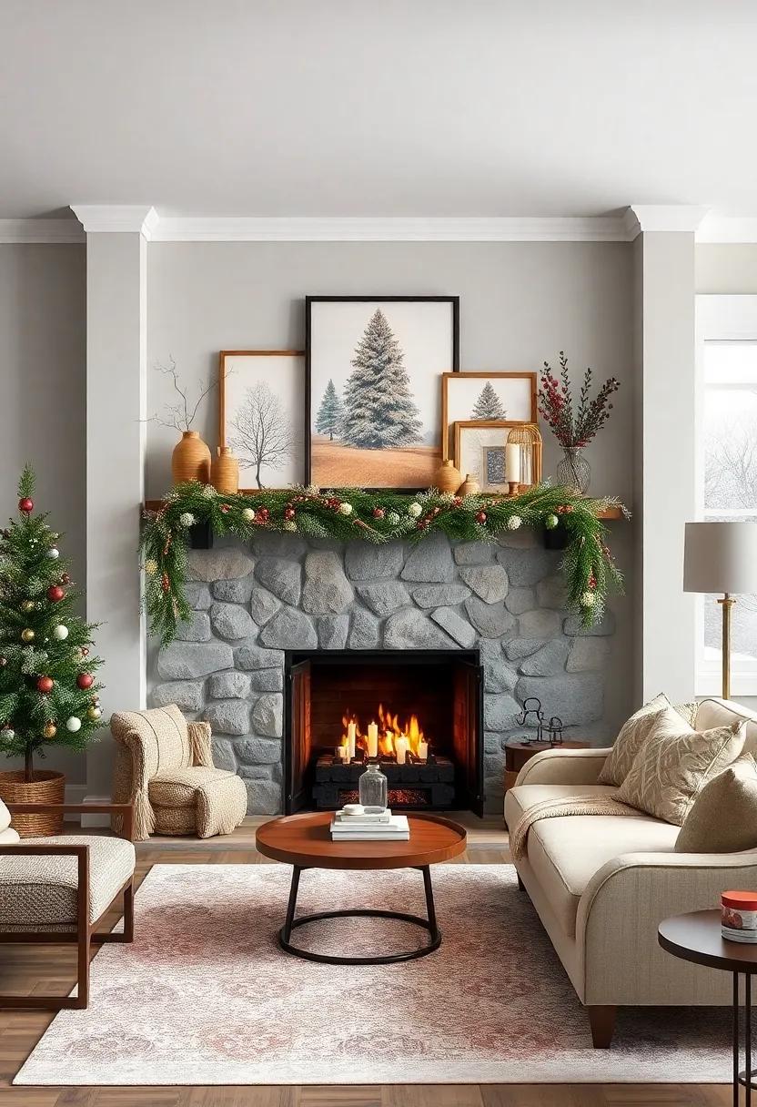 Incorporate‍ greenery like pine branches and eucalyptus around the fireplace for a fresh, wintery touch that warms the space