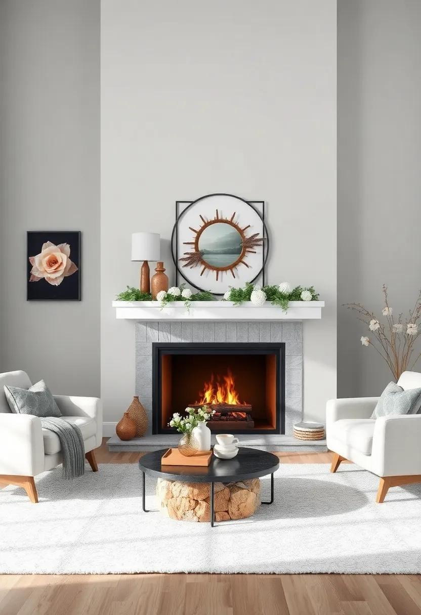 Experiment⁣ with⁤ wall colors, such as soft grays or deep jewel​ tones, ‌that⁢ reflect the winter ⁣season and ⁤enhance ⁤fireplace warmth