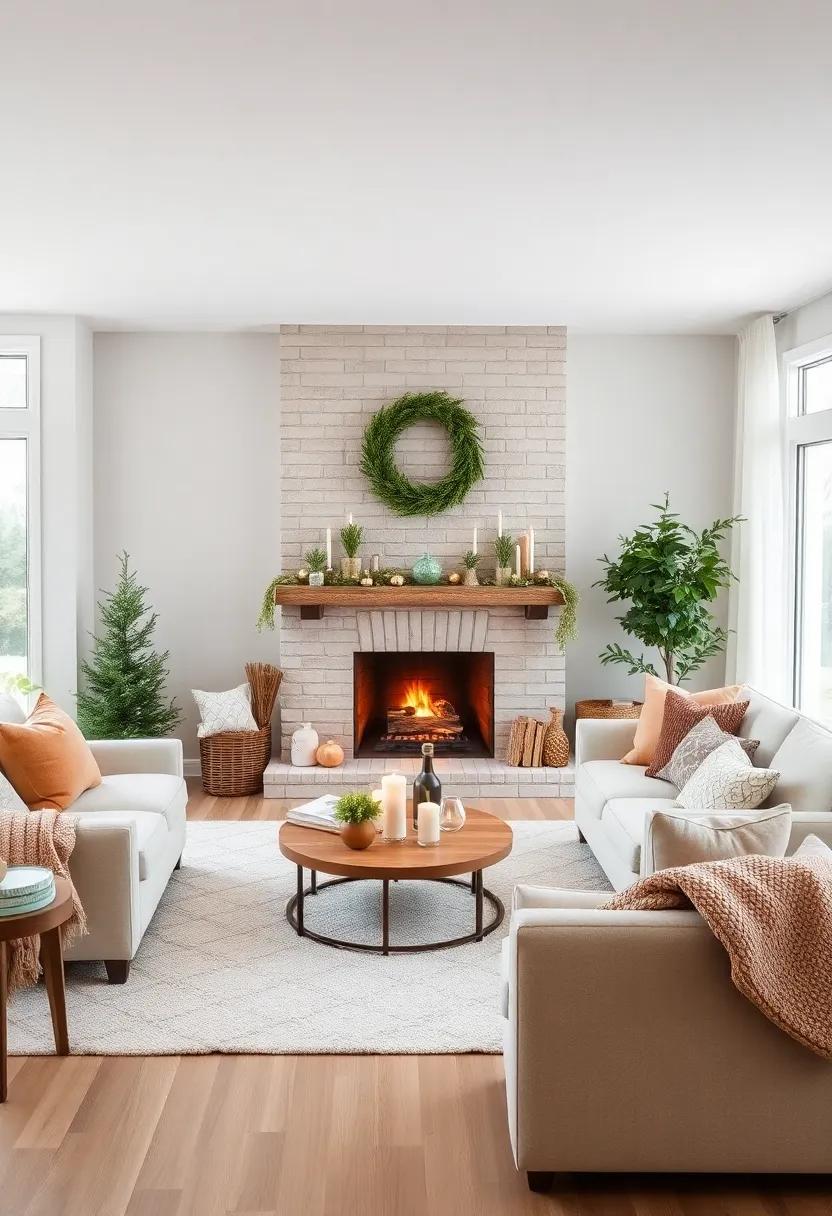Consider a ⁢modern⁣ angular⁣ fireplace design to evoke ⁣a chic ​and ​contemporary winter cabin vibe in your living room
