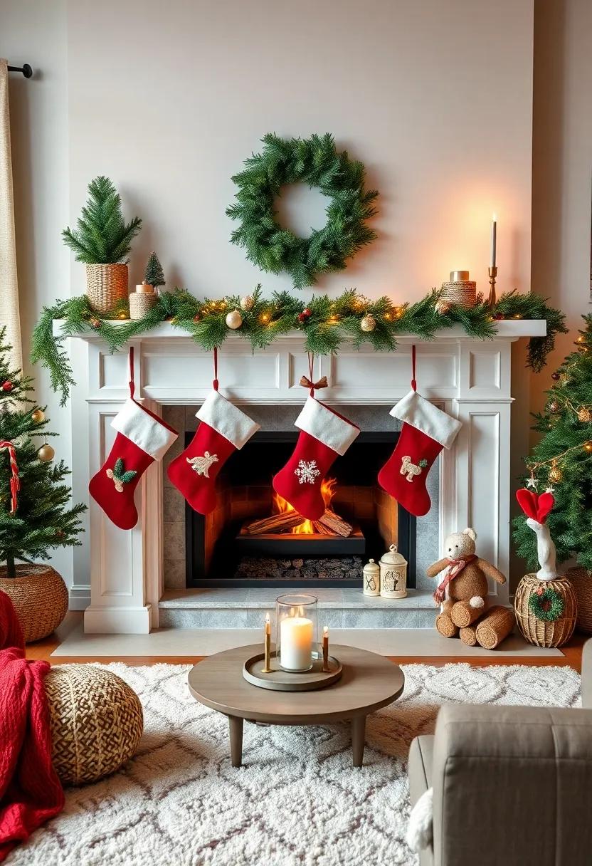 Add a⁤ touch of whimsy with holiday-themed ⁢stockings⁣ hung⁢ from the mantel, personalized ​for a more intimate touch