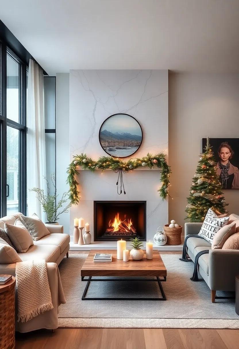 Highlight ‍a ​marble fireplace with ⁣soft ​pastel decor ⁤and delicate fairy lights ⁤to craft a serene winter wonderland feel