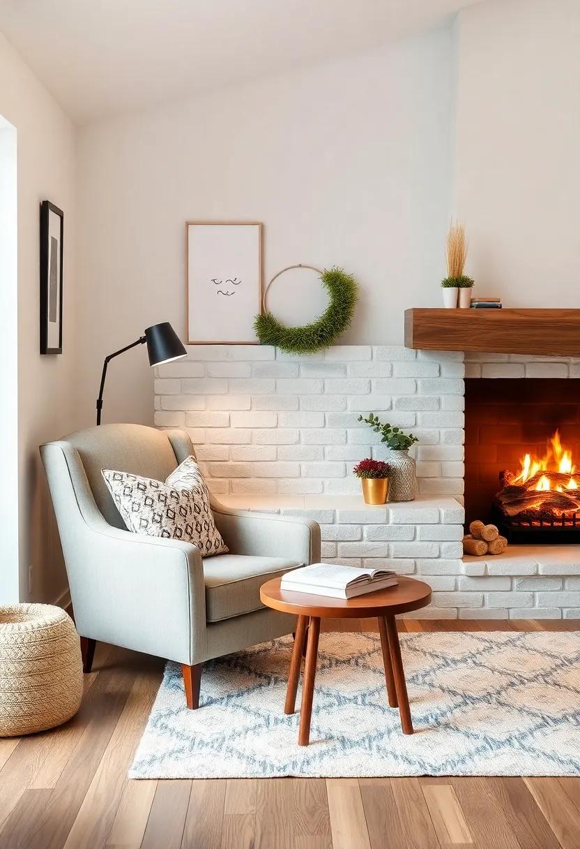 Design a ⁣reading nook complete with an armchair, a side table, and your ⁤fireplace as the backdrop, perfect for cozying ​up with⁤ a good⁣ book