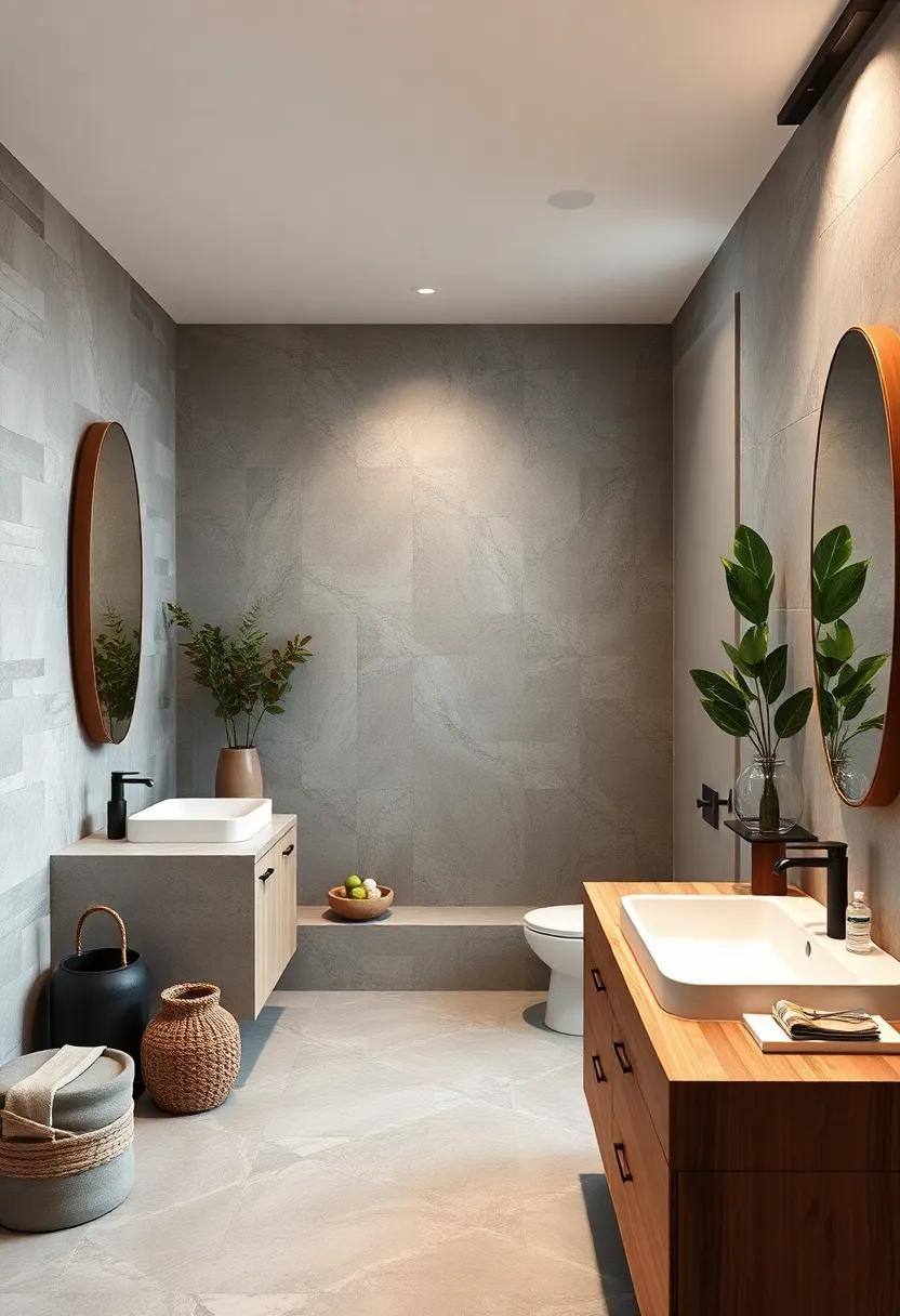 Calm Morning Rituals Portrayed ⁣in ⁣Bathrooms with ⁤handcrafted Wooden Vanity Units and Organic Plant Arrangements