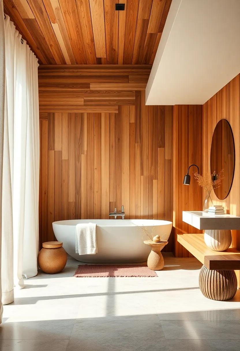 Soft Linen ⁤Drapes⁣ Against Warm Timber Backdrops​ Creating⁤ an Atmosphere of Quietude and Relaxation