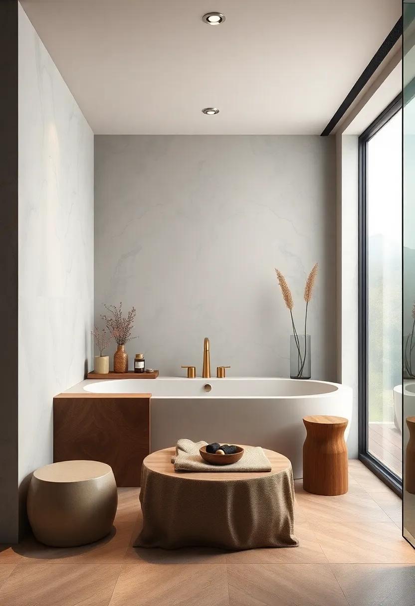 Tranquil Moments ‌Enhanced by Gentle Water Elements ⁤Paired With Rich Wooden Accents and Matte​ Ceramic Tiles