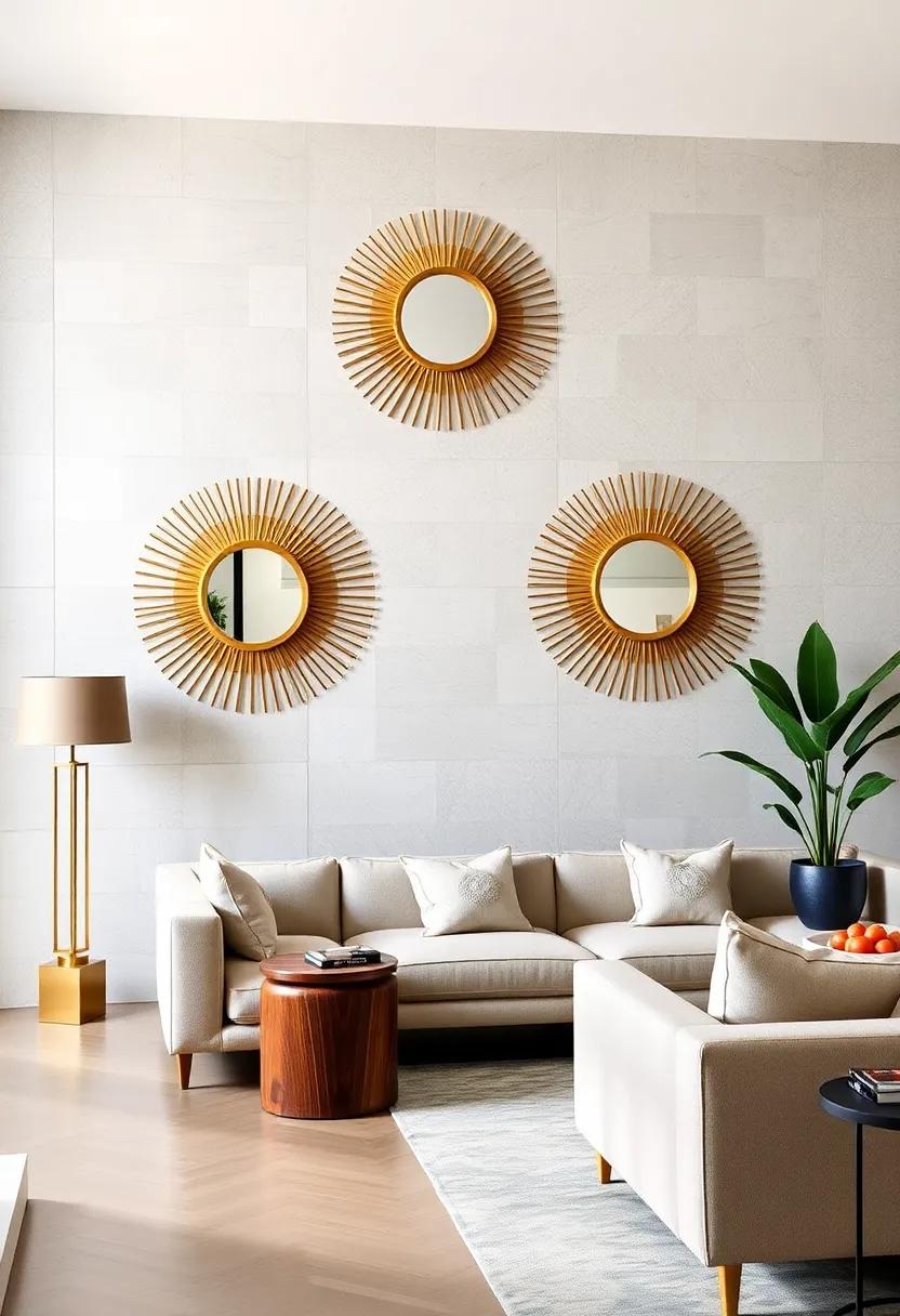 Art Deco Sunburst Mirrors Featuring Dual-Tone Metals Offering a Modern Twist on classic Glamour